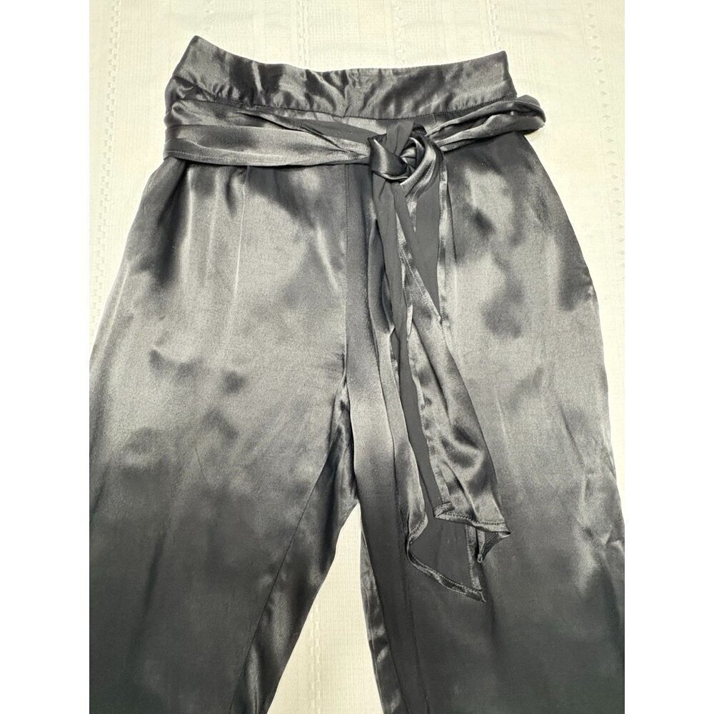 Anthropologie Ettitwa Size 6  lack High-Waisted Tie-Waist Pants Viscose Career - Picture 2 of 10